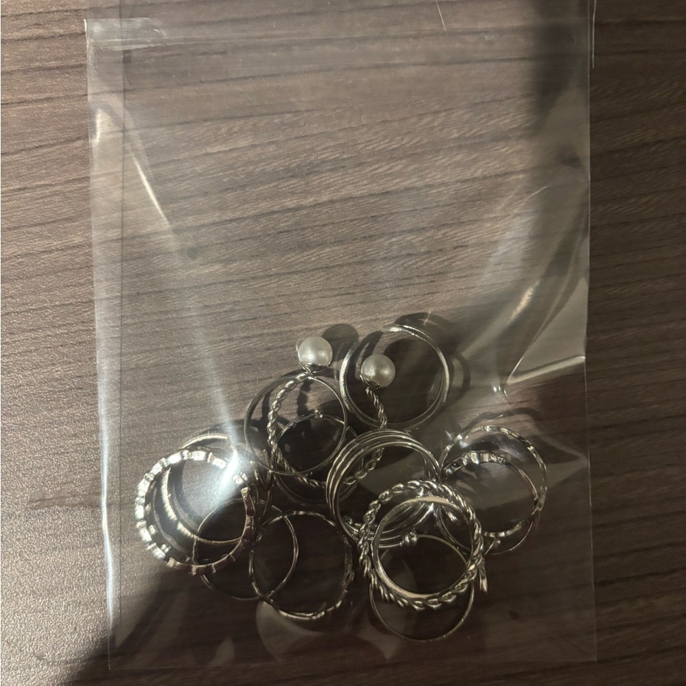 Set of Mixed Silver Tone Stackable Rings